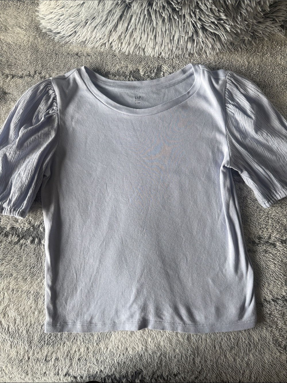 Girls Puff Sleeve Top in Cerulean blue sz Lg